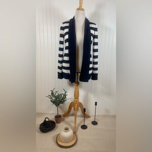 Banana Republic Navy & White Striped Open Front Cardigan